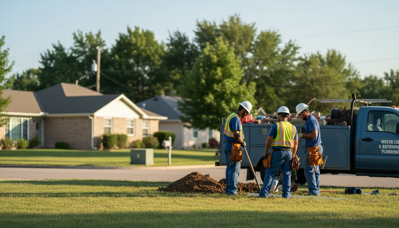 Residential water line and bathroom plumbing service in Derby, KS
